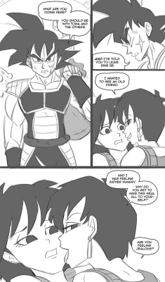 It continues! I don’t know how regular the updates will be. I’ll probably keep it to Sundays since the comic short (I hope!) and I need to pad things out as I work on other things. Bardock here looks like a grumpy pants. XD