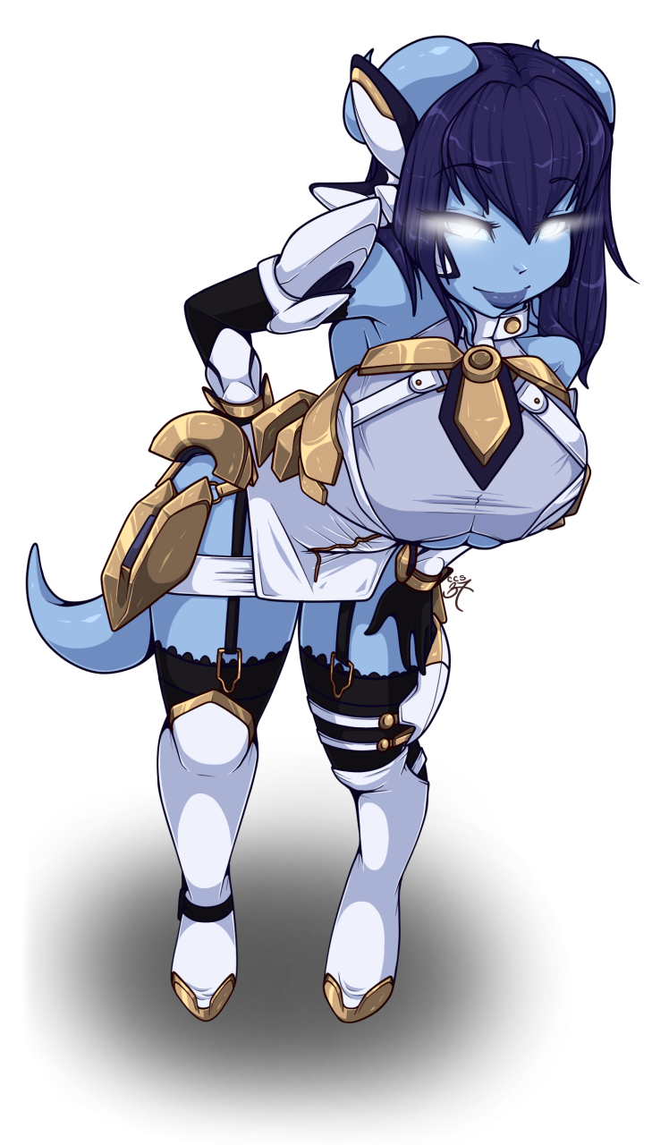 Commission for mana~ of their draenei cutie Nepetune cosplaying as KOS-MOS (version