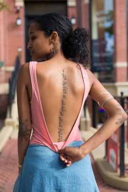 portraits-of-america:  “It says, ‘I desire all things that will destroy me in the end.’ When I got this tattoo, it was very personal, but now I think it applies to everybody.” Boston, MA