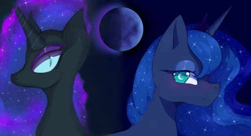 completely ooc thing but a mlp collab with @madicham! we did two moon moons that luv each other very