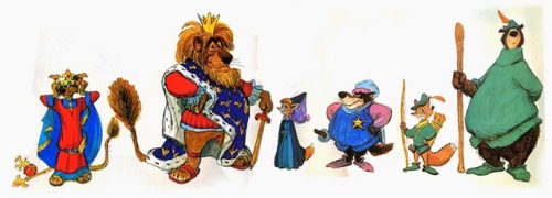 Production art and model sheets for the 1973 Disney feature, Robin Hood.Ten images isn’t enough real