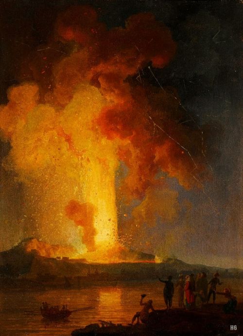 ignudiamore: Vesuvius Erupting at Night with Spectators in the Foreground. Pierre Jacques Volaire.