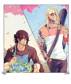 mto-art:  And I did a collab with @taiwonton, they provided me with the wonder that is Flowershop AU Erasermic and I smacked some colors in.  
