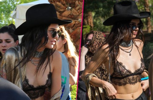 Kendall Jenner nip slip at Coachella - Via RadarOnline