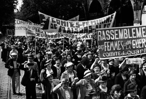 Women protesting against fascism, Paris, France, Robert Capa, 1936