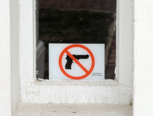 No Handguns, Sign on Old State House Building (Now a Museum), Vandalia, Illinois, 2014.