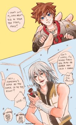 bonbonpich:  So everyone is going crazy about the new KH3 trailer, me including…maybe. (lol, I detached myself from high expectation after too many waits). I guess I would go crazy if i get to see Riku (in the new outfit!) or moreover, Riku with Sora…or