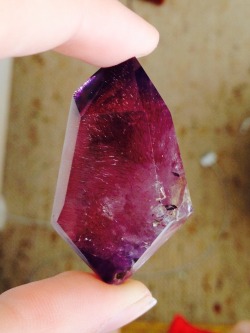 uparatari:  born-in-an-agregate:  Amethyst with inclusions  wow, what a beautiful and mesmerizing piece  