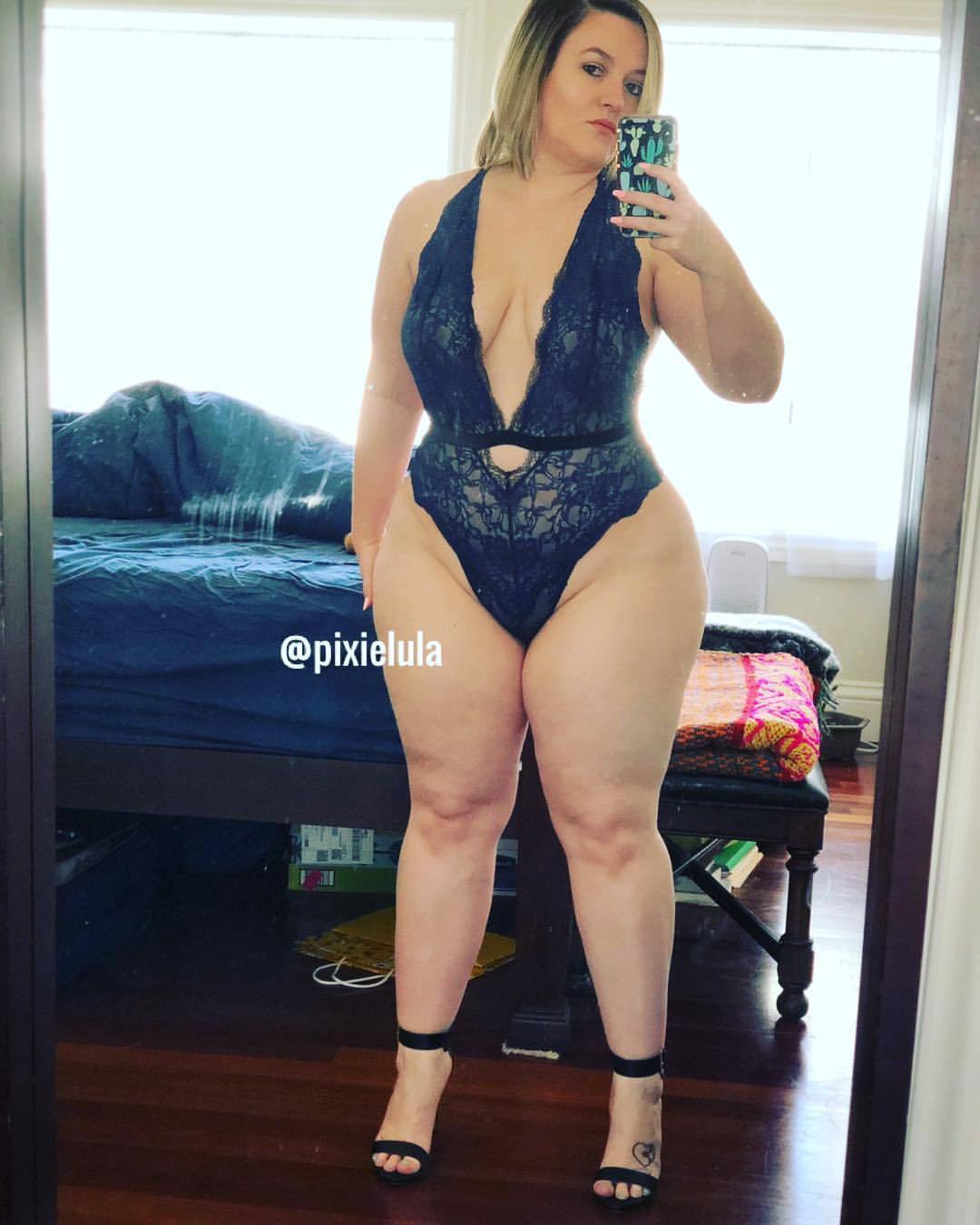 pixielula:  I am SO HAPPY to be back home😈 #home #lingerie #hello #happy #thick