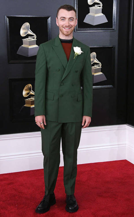 frozenmorningdeew: Sam Smith attends the 60th annual Grammy Awards in New York, 28 Jan 2018