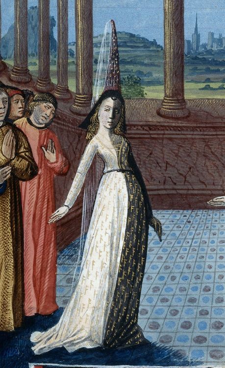 Detail of a miniature of the personification of Philosophy. From “Le Livre de Boece de Consolacion (