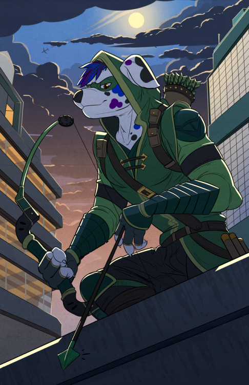 A Green Arrow-themed commission for Dalmatian_Blue! :D