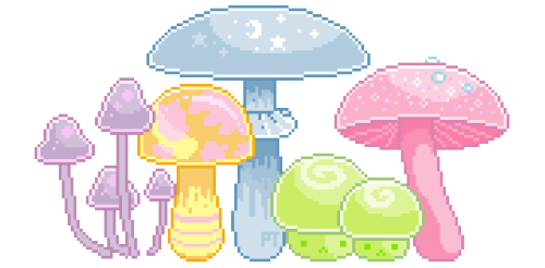 pixelins: sugar mushrooms, most commonly found in fairy lairs  ゜。*＋゜。  