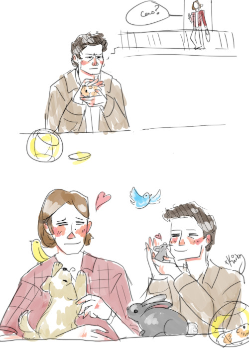 kirbyhasapencil:sam and cas with small animals tho