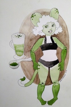 Unnamed green tea latte themed mouse 🐁 I feel like I would be open to selling this character, so I guess message me if you see this and are interested?