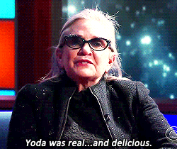 teamleiasolo:Carrie Fisher’s Other Star Wars Revelations on Late Show with Stephen Colbert [x]