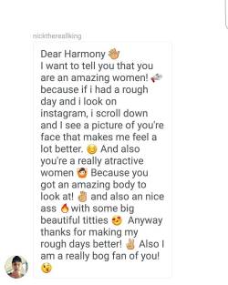 Thankyou for message like these guys so much love for my fans xxx by harmonyreigns