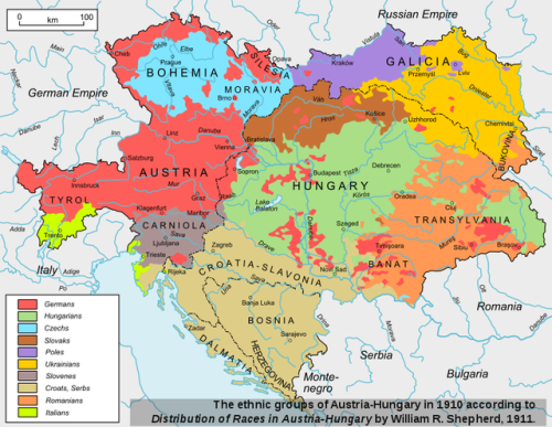 Ethnic groups of Austria-Hungary (1910).