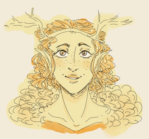 kimabutch:orange-frog:also heres a keyleth i drew for pubdraw[ID: an orange-coloured drawing of Keyl