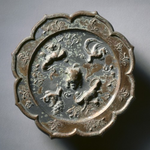 Octafoil Mirror with Crouched Animals, early 7th Century - early 10th Century , Cleveland Museum of 