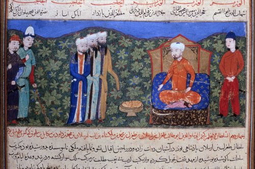 Images of enthroned kings from Rashid al-Din&rsquo;s Compendium of Chronicles, early fourteenth 