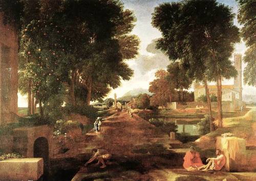 artist-poussin: A Roman Road, 1648, Nicolas Poussin Medium: oil,canvas