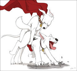 littlelovelypokemon:  Thats a pretty cool drawing. Gay feral superdogs.