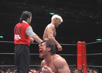 uncle-jingo:ecwarena:Ric Flair vs. Keiji Mutoh (G1 Climax 1995)You slice the forehead with a razor a