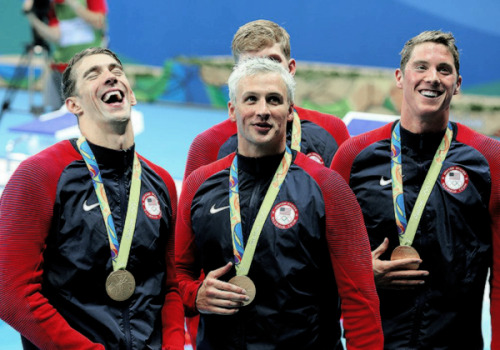 mlchaelphelps:  [8.9.2016] American swimmers Conor Dwyer, Townley Haas, Ryan Lochte, and Michael Phe