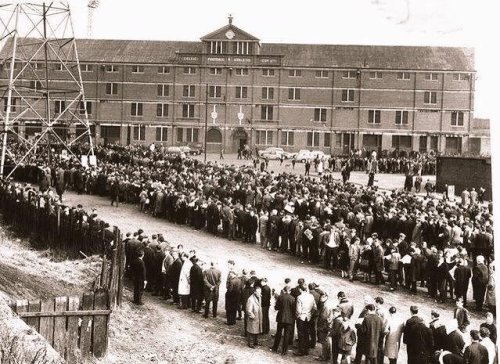 Thousands of Celtic fans queue outside of Parkhead for tickets to the 1970 European Cup Semi Final w