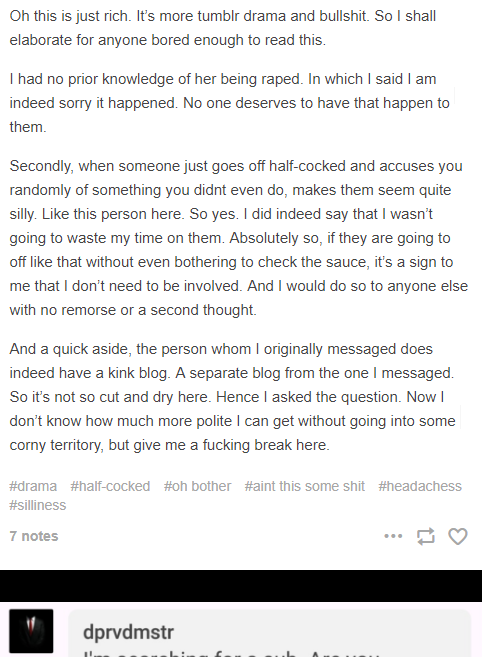 amaridesu: @dprvdmstrTW: rapeSo, here’s the thing. Even if you did respond to the main blog of