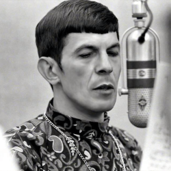 Theswinginsixties:  Leonard Nimoy At The Microphone. 