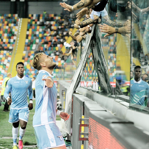 Ciro Immobile celebrates his brace against Udinese