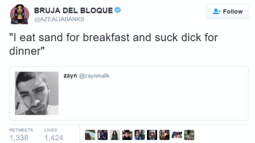 sgtspaghettio: netscape94: Do not let these tweets be unseen. Azealia Banks is a disgusting, racis