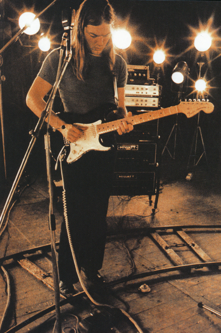 soundsof71:  pinkfloyded:  David Gilmour filming the studio sections of Live at Pompeii