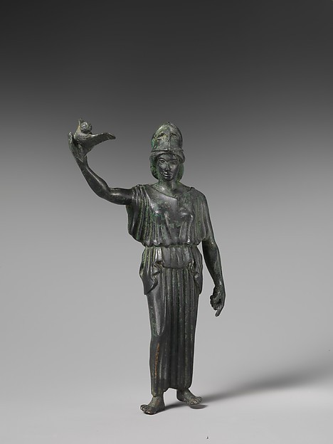 ancientanimalart:Bronze statuette of Athena flying her owl (via The Met) Greekca. 460 BCE“Owls of a 
