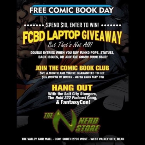 Tomorrow is #freecomicbookday! We will be at #thenerdstore hanging out with #hold322 & #fantacyc