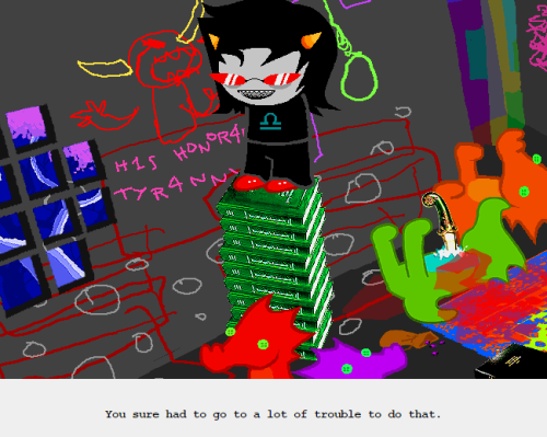 thilk:Terezi Pyrope climbs nearly 90 degree angles to lick chalk deposits off of walls. She craves t