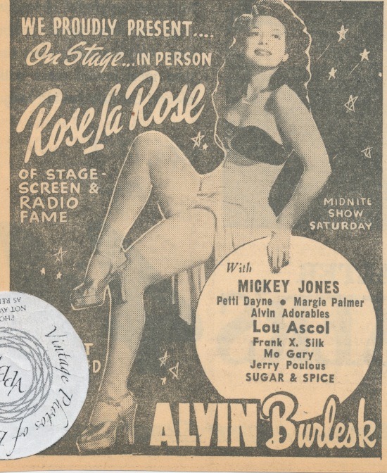 burlyqnell:  Rose la Rose: vintage newspaper ad for Rose appearing at the Minneapolis