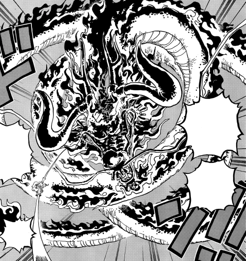 “Your right hand..won’t come crashing down..because I’m going to vaporize it!“One Piece 1048 - Wano