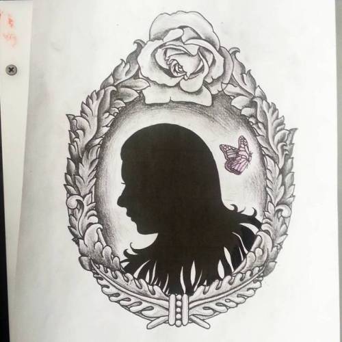 Work in progress for a client.  I’d love to tattoo you,  what ideas do you have for me?  #art #drawing #silhouette #cameo #butterfly #apprentice #tattooapprentice #chelsea #masstattoonetwork #ink #profile #filigree #rose #frame  (at Raven’s