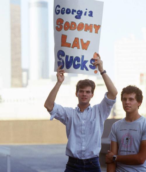 “Georgia Sodomy Law Sucks!”, demonstration after the Supreme Court upheld Georgia’