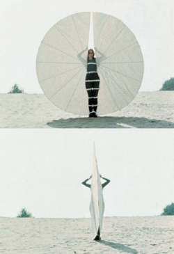 gallowhill:  Rebecca Horn, Still from performance of Körperfächer, 1972 