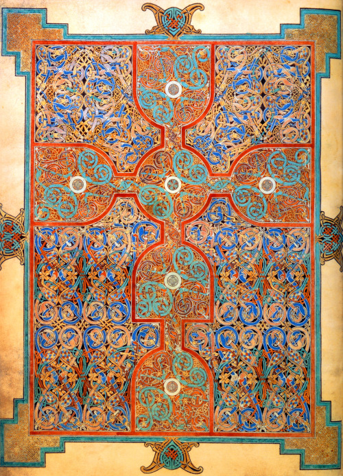 mademoisellelapiquante:  theladyintweed:  mademoisellelapiquante:  The Lindisfarne Gospels - c. 700 Northumbria, England  I think the third page is actually the Chi Ro page from the Book of Kells, an Irish manuscript.   I was afraid of that! I realized
