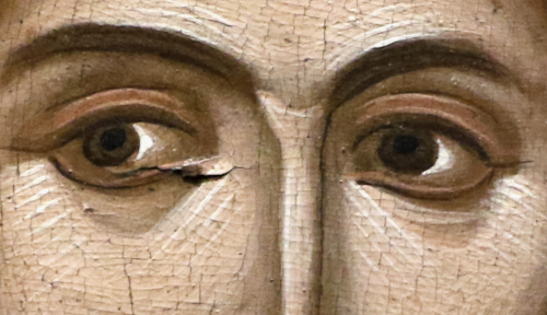 Theophanes the Greek - Christ Pantocrator (1378). Detail.Madonna Basilissa (16th c., Venice). Detail