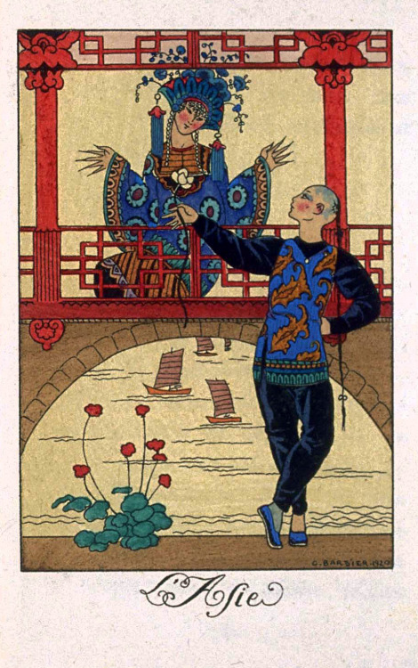 1917. Illustrations of the continents by George Barbier. Read about them here