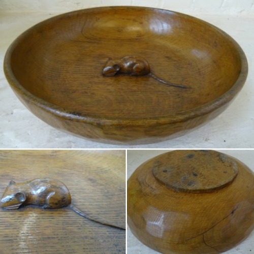 Mouseman carved oak fruit bowl.