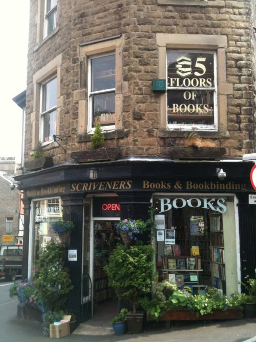 thequeensenglish:Scrivener’s Books and Bookbinding, Buxton, Derbyshire, England.The shop packs over 