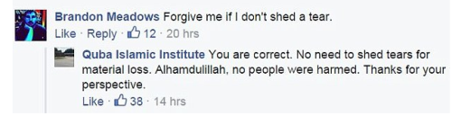 tmirai:lovemeena:After a mosque was burned down by an arson, this is how they respond to haters. Thi