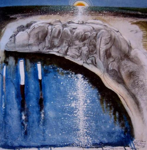 Just One of Those Mornings, Camp Cove, Sydney   -   Brett Whiteley.Australian 1939-1992Oil and charc